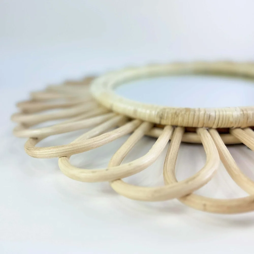 Chic Cream Rattan Wall Mirror
